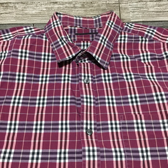 Banana Republic Tailored Slim Fit Plaid Button Up Shirt Men’s XL Red 100% Cotton - Picture 4 of 8